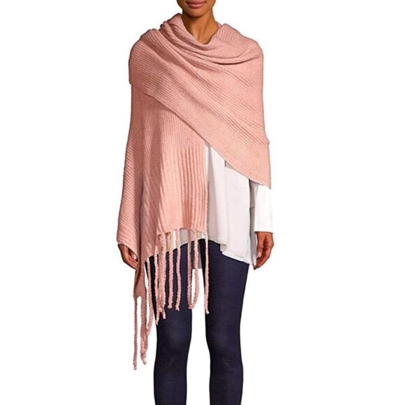 Free People Jaden Chunky Ribbed Fringe Blanket Scarf Baby Pink One Size - Picture 5 of 9